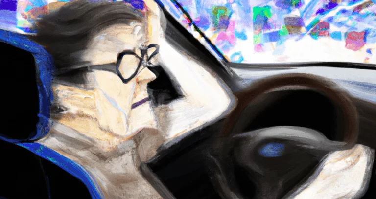 Bestuurder met cognitieve in de auto.