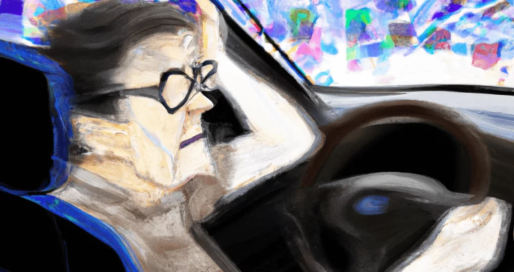 Bestuurder met cognitieve in de auto.