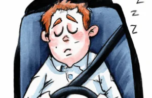 Slapende bestuurder voor de rijbewijskeuring met apneu