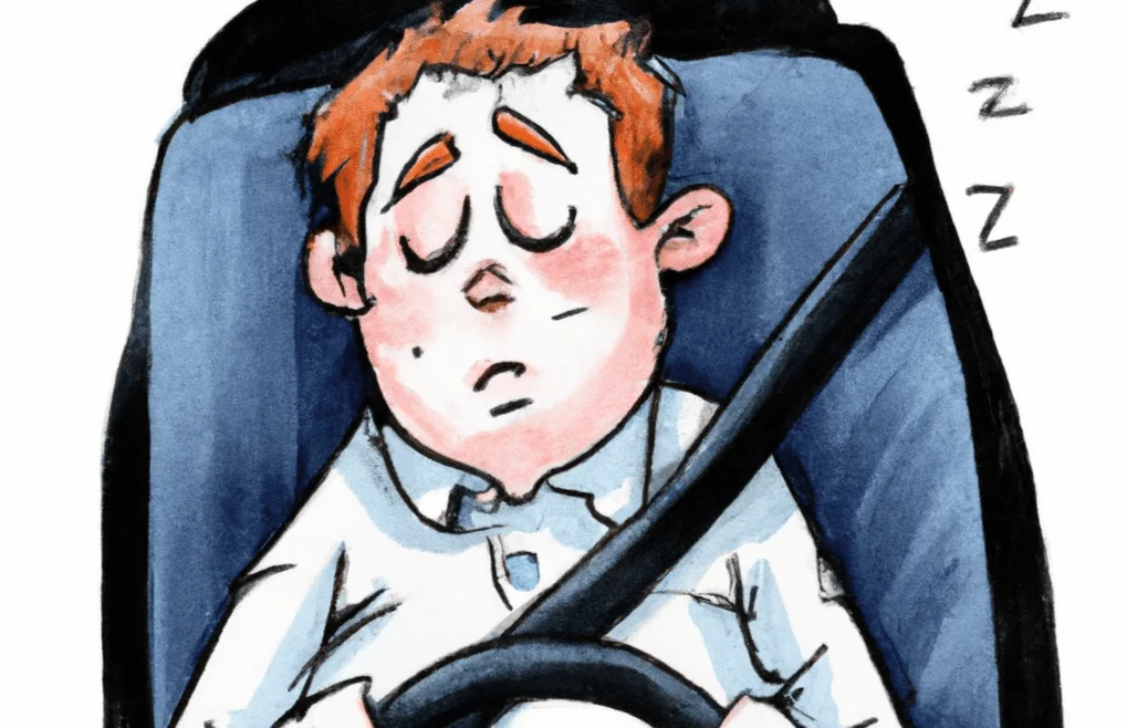 Slapende bestuurder voor de rijbewijskeuring met apneu